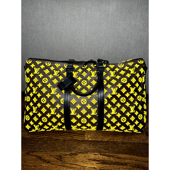 Louis Vuitton Keepall Triangle Bandouliere 50 Tuffetage Yellow Duffle Travel Bag - Picture 2 of 11